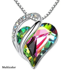 Fashion Silver Love Heart Crystal Pendant Necklace Any Occasion Gift Piece