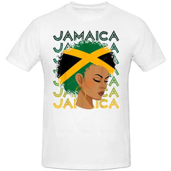 Jamaican Black Girls Jamaica Flag Hair Womens Tee Tops Round Neck Short-Sleeve Fashion Tshirt Clothing Casual Basic T-shirts