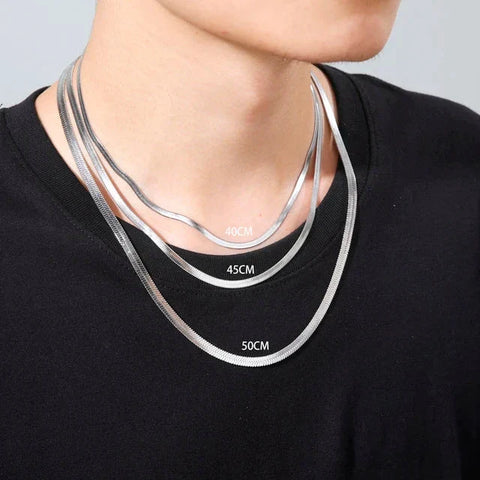 Herringbone Stainless Steel Snake Chain For Men & Women - Gold Color Trend Necklace with sleek and polished design