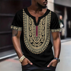 Summer Short Sleeve Men Tshirt Fashion Oversize Casual S-4Xl T-Shirts For Men African Dashiki Traditional Men'S Clothing