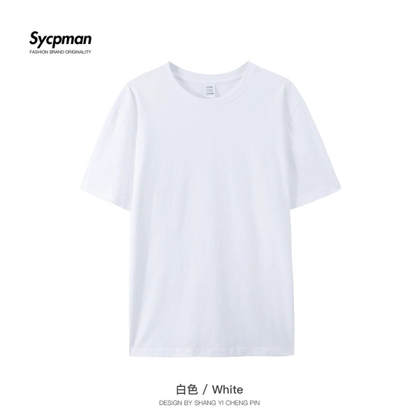 180grams Cotton Solid Tshirts Mens Short Sleeve Fashion Brand Trend White Black Clothing Tees Woman Customized Products Summer