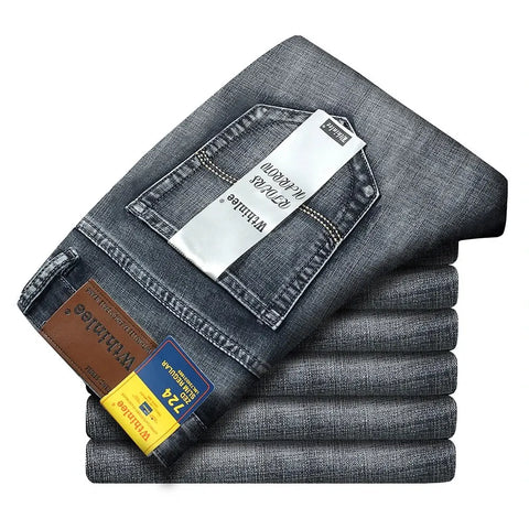 Wthinlee Men's New Business Casual Straight Stretch Jeans Fashion Classic Denim Male Brand