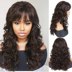 Synthetic Mixed Brown Curly Wigs for Women Short Afro Natural Hair African American Bob Wig Wave Curly
