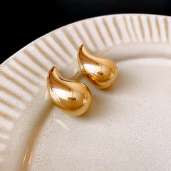 Metal Cool Water Drop Stud Earrings for Women Personality Fashion Europe and America New Trendy Temperament Jewelry Wholesale