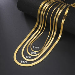 Herringbone Stainless Steel Snake Chain For Men & Women - Gold Color Trend Necklace with sleek and polished design