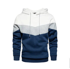 Men's Patchwork Hoodie Outdoor Casual Sportswear Street Fashion Men's Fleece Thermal Hooded Sweatshirt