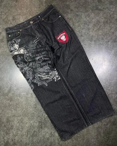 Streetwear Fashion Multi-pocket Washed Baggy Jeans Men And Women Y2K Hip-hop Harajuku Gothic High Waist Wide Trouser