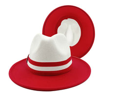 Low price wholesale Fedora hats men's and women's jazz hats red and white new tie dyed Fedora hats autumn classic hats sombrero