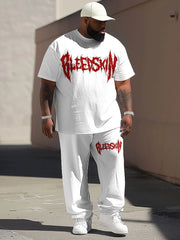 Short sleeved T-shirt Pants Set Plus Size Men Large Street Casual Graffiti Letter Printing Trendy T-shirt Pants ZOOY