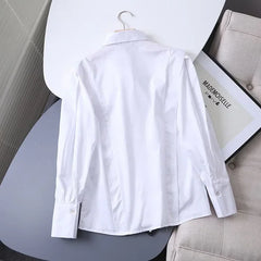 Spanish European and American women's clothing Spanish MD temperament long sleeved shirt plain color design women's cotton top