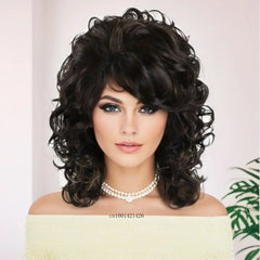 Synthetic Mixed Brown Curly Wigs for Women Short Afro Natural Hair African American Bob Wig Wave Curly