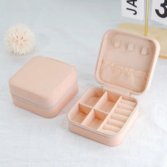 1PC Jewelry Organizer Display Travel Jewelry Zipper Case Boxes Earrings Necklace Ring Portable Jewelry Box Leather Storage