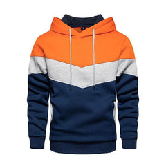 Men's Patchwork Hoodie Outdoor Casual Sportswear Street Fashion Men's Fleece Thermal Hooded Sweatshirt