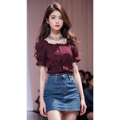 Fashionable High-end Summer Clothing New French Design Ruffled Shirt Chiffon Top
