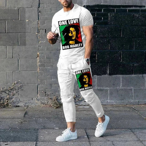 One Love Bob Marley 2-Piece Men’s Outfit – Stylish, Comfortable, and Reggae-Inspired Apparel