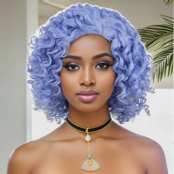 Synthetic Mixed Brown Curly Wigs for Women Short Afro Natural Hair African American Bob Wig Wave Curly