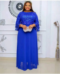 African Party Dresses for Women 2025 Fashion Dashiki Ankara Lace Wedding Gowns Elegant Turkey Muslim Maxi Dress Plus Size New
