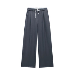Willshela Fashion Solid Lace Up Side Zipper Straight Pants Vintage Elastic High Waist Chic Trousers