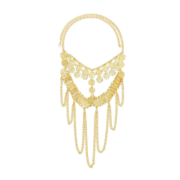 4 Golden Coin Tassel Mask Hair Accessories for Women Afghan Arab Middle East Indian Traditional Ethnic Clothing Headwear Jewelry