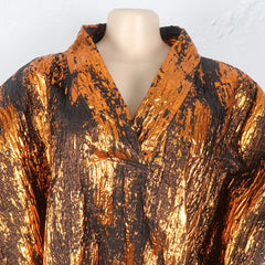 African American mother expensive custom hot gold jacquard fabric loose dress