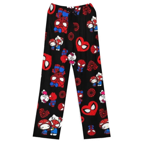Hello Kitty Spider-man Cotton Loose Ladies Pajama Pants Cartoon Sleep Wear