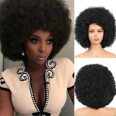 Short Synthetic Hair Afro Kinky Curly With Bangs For African Women Synthetic Ombre Glueless Wig