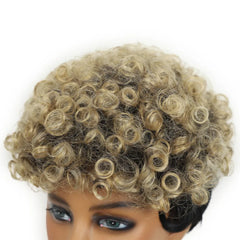 Synthetic Short Curly Pixie Cut Wigs Black Blonde 2 Tones Hair Wigs for Black Women Natural Wave Heat Resistant Daily Cosplay