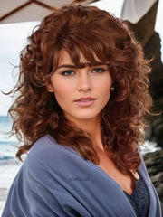 Synthetic Mixed Brown Curly Wigs for Women Short Afro Natural Hair African American Bob Wig Wave Curly