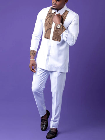 2024 New Dashiki Style Men's Suit African Traditional Clothing Elegant Two-piece Suit for Party