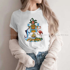 Flamingo Animals Polyester TShirts Bahamas Coat Of Arms Personalize Homme T Shirt New Trend Clothing