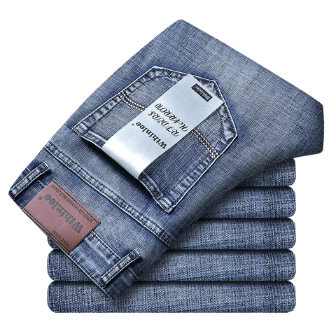 Wthinlee Men's New Business Casual Straight Stretch Jeans Fashion Classic Denim Male Brand