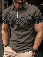 summer men short sleeve POLO shirt fashion 3D T-shirt zipper golf shirt casual street men's clothing European measurement
