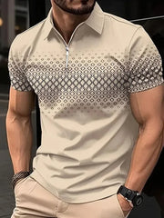 summer men short sleeve POLO shirt fashion 3D T-shirt zipper golf shirt casual street men's clothing European measurement