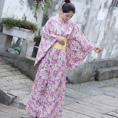 Fashion National Trends Women Sexy Kimono Yukata With Obi Novelty Evening Dress Japanese Cosplay Costume Floral One Size