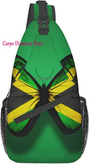 Jamaica Flag Crossbody Backpack Sling Shoulder Bag for Men Women Durable Gym Bag For Cycling Traveling Hiking Daypack