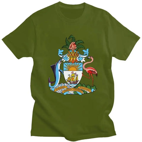 Graphic Tee Short Sleeved T-shirt Slim Fit Clothing Gift Sweatshirt Coat Of Arms Of The Bahamas T Shirt Men Pure Cotton Tshirt