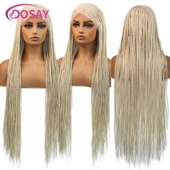 Synthetic Full Lace Front Cornrow Double Braided Wigs For Women Box Side Part Braided Wig Faux Locs