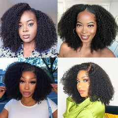 Soft Short Bob Black Kinky Curly 180Density Deep Lace Front Wig For African Women Synthetic Babyhair Preplucked Daily Cosplay