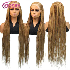 Synthetic Full Lace Front Cornrow Double Braided Wigs For Women Box Side Part Braided Wig Faux Locs