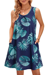 Bohemian Print New Casual Sleeveless Long Women's Round Neck Dress Retro Dress Sweetheart Rustic Country Sleeveless Dress