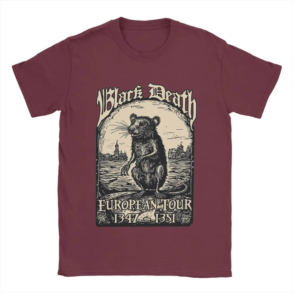 Men's Black Death European Tour 1347-1351 T Shirts 100% Cotton Clothing Funny Round Neck Tee Shirt New Arrival T-Shirts