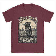 Men's Black Death European Tour 1347-1351 T Shirts 100% Cotton Clothing Funny Round Neck Tee Shirt New Arrival T-Shirts