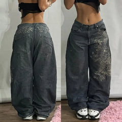 Streetwear Fashion Multi-pocket Washed Baggy Jeans Men And Women Y2K Hip-hop Harajuku Gothic High Waist Wide Trouser