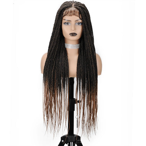 36" Full Lace Braided Wigs Synthetic Hair Box Braids Knotless Braided Wigs For African Women