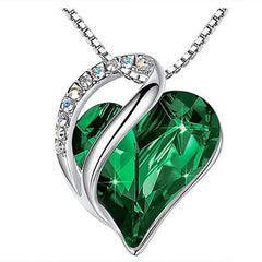 Fashion Silver Love Heart Crystal Pendant Necklace Any Occasion Gift Piece