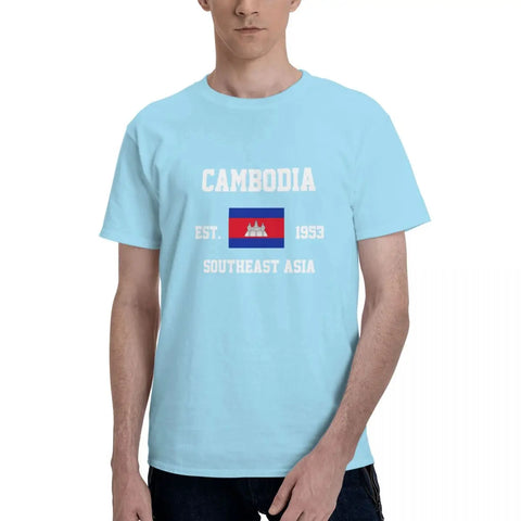 100% Cotton Cambodia Cambodian Flag t shirts Men Casual tshirts Women Clothing T-Shirts Tops Tees S-6XL Gift