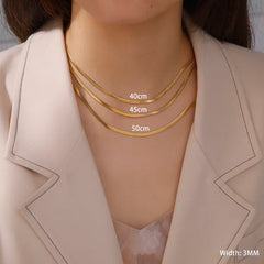 Herringbone Stainless Steel Snake Chain For Men & Women - Gold Color Trend Necklace with sleek and polished design