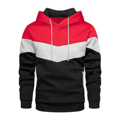 Men's Patchwork Hoodie Outdoor Casual Sportswear Street Fashion Men's Fleece Thermal Hooded Sweatshirt