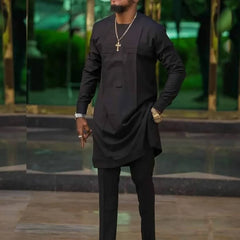 African Men's Native Disigner Clothing Tunic Ethnic Style 2pcs Dashiki Pants Sets Traditional Outfit Kaftan