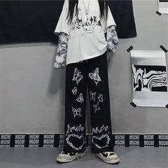Japanese Y2k Oversize Graphic Wide Sweatpants Men Streetwear Print Casual Track Pants Male Sport Straight Trousers